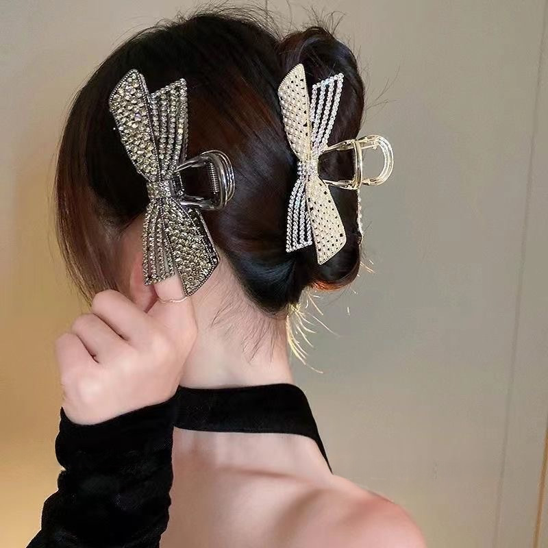 Temperamento Full Diamond Metal Shark Clip Hairpin Back Head Coil Hair Grab Clip Donna Primavera Estate Super Large Clip Copricapo Hair Grab_voghion.com