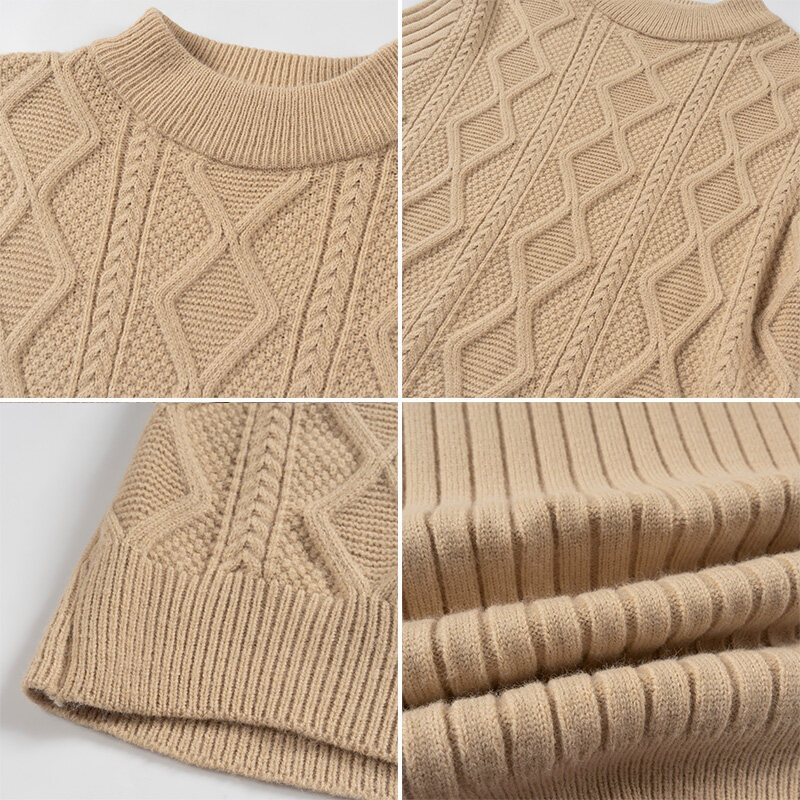 Korean-Inspired Knit Cardigan – Men's Oversized Twist Stitch Sweater (White/Black/Khaki/Blue, M-3XL)_viptrois.com