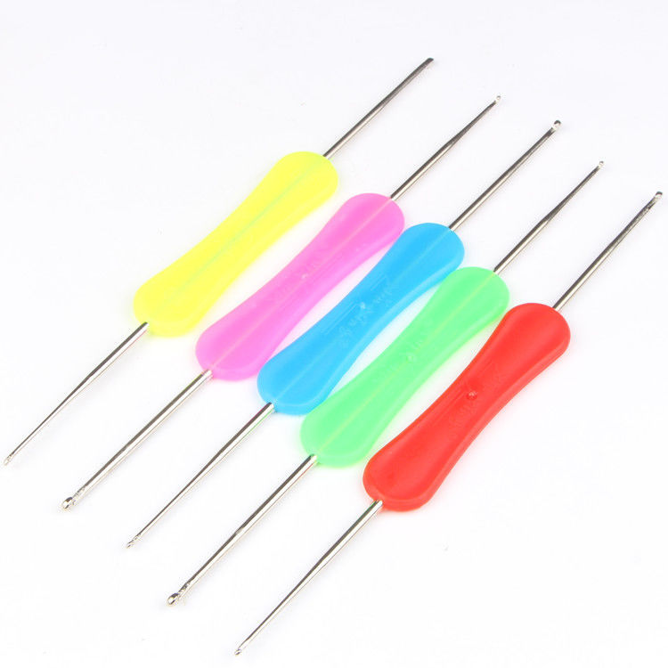 Traje de herramienta de ganchillo tejido a mano aguja de palo de lana marca de aguja hebilla aguja de giro con bolsa de almacenamiento aguja de gancho de aluminio