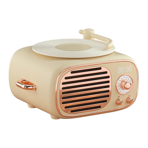 Retro Bluetooth audio microphone integrated wireless multi-functional alarm clock karaoke speaker as a birthday gift for your best friend