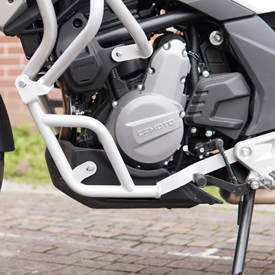 Bar Silver White Carbon Steel, Motorcycle bumper - silver-carbon-steel-lower-bar