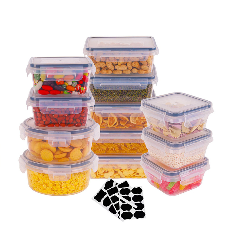 Set di 24 contenitori per alimenti in plastica senza BPA - Organizzatori da cucina in PP adatti a microonde e congelatore (impilabili e lavabili in lavastoviglie, inclusi coperchi)_voghion.com