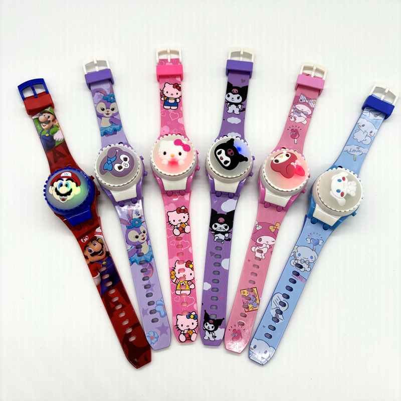 Children's cartoon cute electronic rotating toy watch