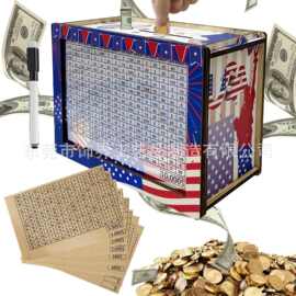 跨境Money Box with Counter 木质存钱罐家居质柜台存钱罐储存盒
