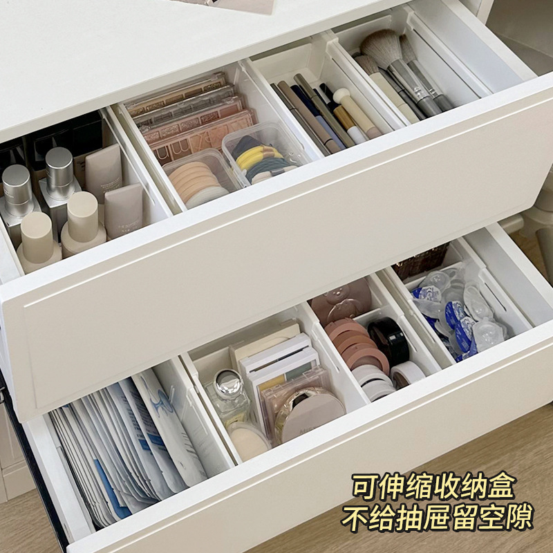 Telescopic cosmetic storage box, storage system, brush, dressing table, lipstick