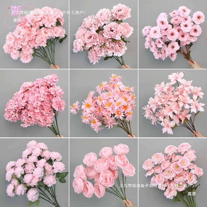 粉色花花艺花材假花批发婚庆美陈场景布置婚礼绢花单支花装饰|undefined