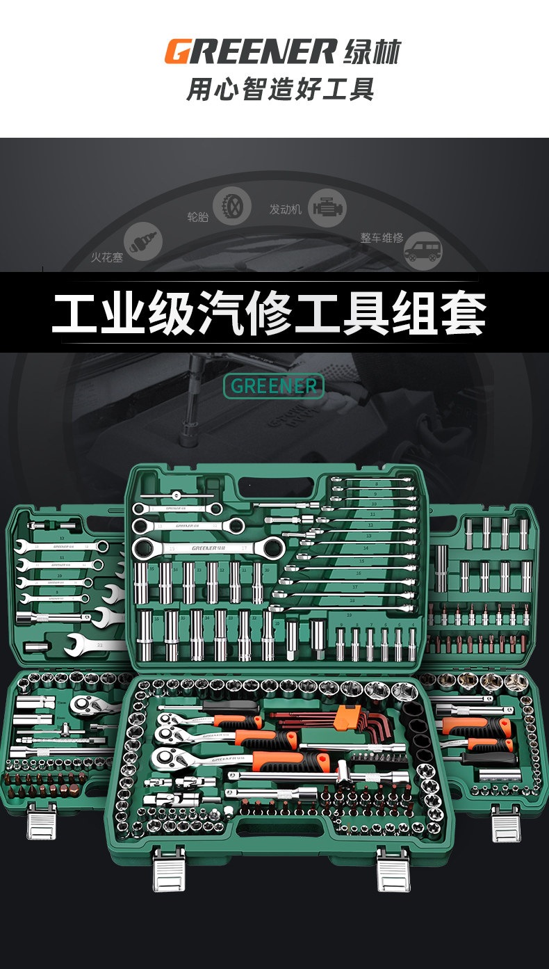 Suitable for Green Forest Auto Repair Tool Set, ratchet quick socket wrench, car maintenance, motorcycle maintenance
