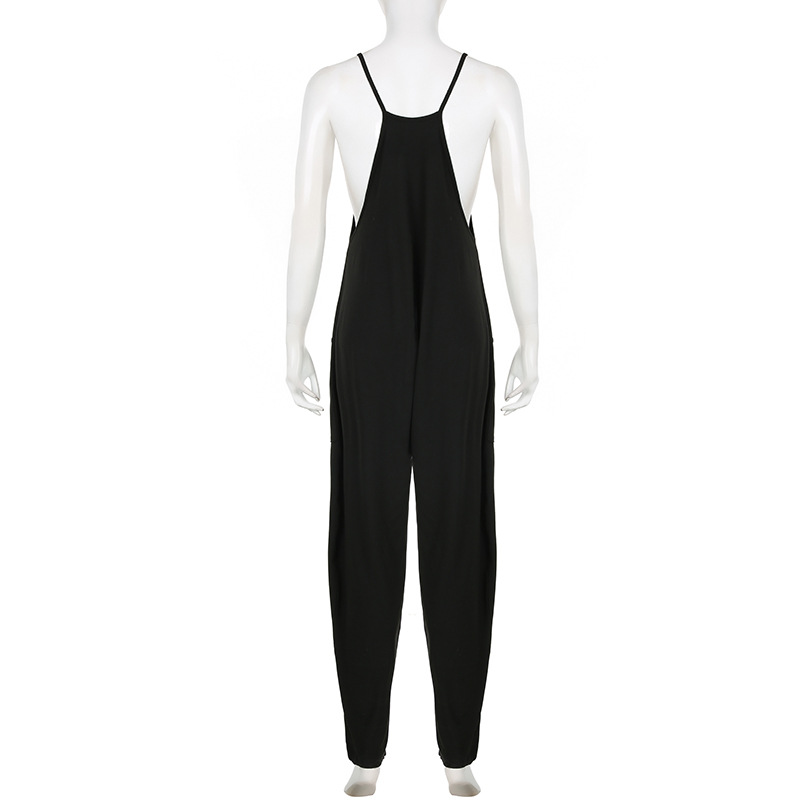 Casual Women Solid Color Loose High Elastic Suspender Pants Street Harem Loose One Piece Trousers Summer