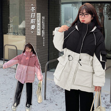 MJ003冬新款韩版学院风设计感撞色加厚防风保暖棉服 胖MM时髦外套