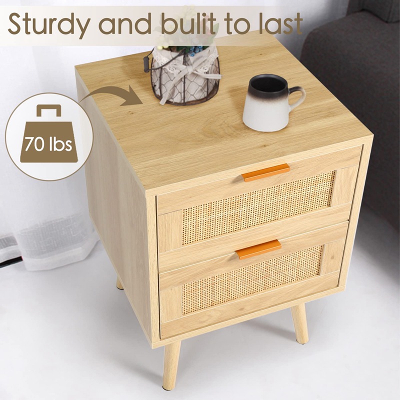 Moderno minimalista mesa de noche pequeño apartamento lámpara de mesa de registro japonés muebles de dormitorio ratán con cajón armario