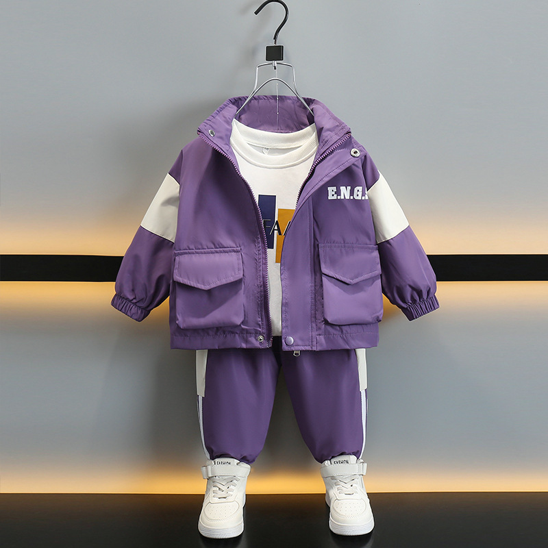 5845 Traje de niño 2025 nuevo estilo de otoño chaqueta deportiva de bebé estilo occidental para niños de dos piezas de ocio de primavera y otoño