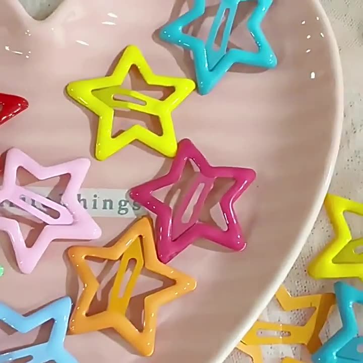 Dopamine Colorful Star Hairpin Side Clip Hair Accessory Bb Clip Small Exquisite Girl Hairpin Cute Hair Accessory