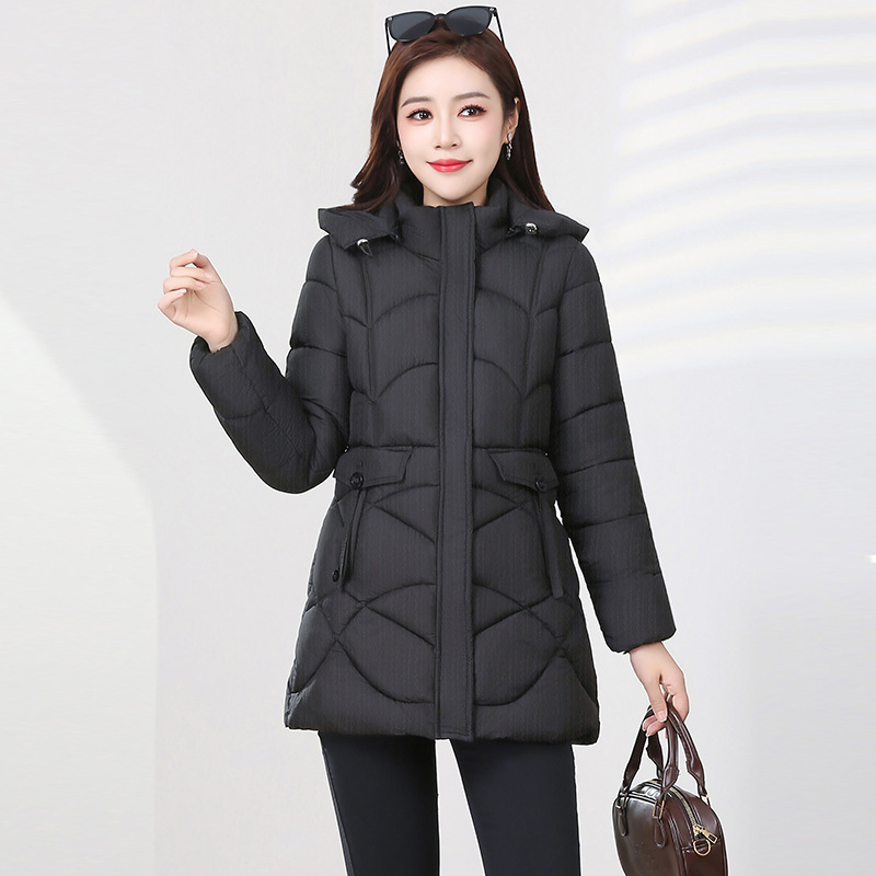 妈妈装羽绒棉服中长款冬显瘦洋气时尚连帽保暖棉袄中老年大码棉衣|undefined