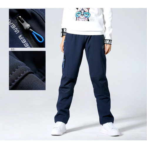Children's Outdoor Hiking and Mountaineering Windproof Pants for Boys, Original Manufacturer, Soft, Fleece-lined, Thick, Warm Work Pants
