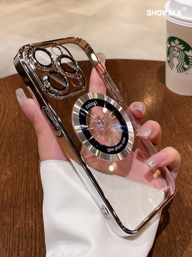 Suitable for Apple 15 magnetic phone case wireless charging transparent iphone 14 promax protective cover 13 silicone anti-fall