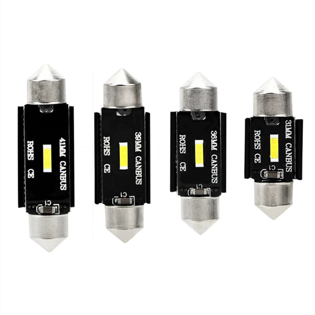 Автомобильный светодиодный светильник для чтения с двойным наконечником 1860 1smd, высокая яркость, освещение на крыше, освещение номерного знака, широкое напряжение, декодирование, автомобильный светильник