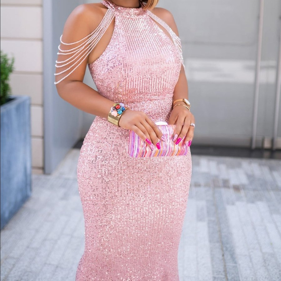 Vestido de lentejuelas estilo europeo y americano, holgado, para ir al trabajo, primavera/verano 2021, talla grande para mujer. image 4