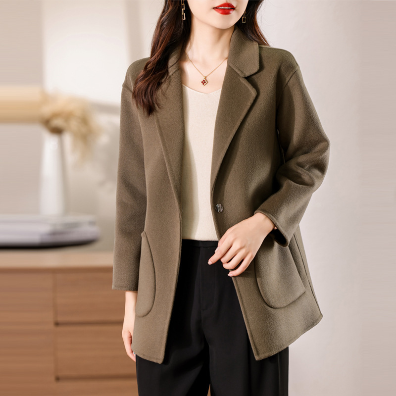 Autumn and Winter New Women's Double-Sided Nylon Coat Suit Collar Wool Coat Small Woolen Women's Coat Tops Wholesale