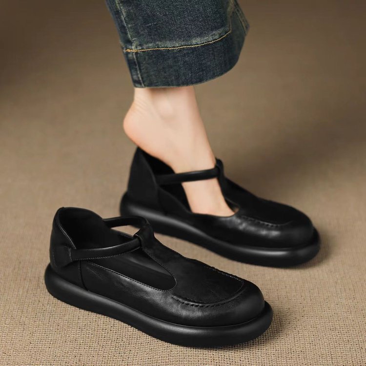 Retro no se cansa pies planos temperamento zapatos de una sola mujer 2026 verano nuevos zapatos de cuero con suela gruesa zapatos casuales versátiles Lefour zapatos