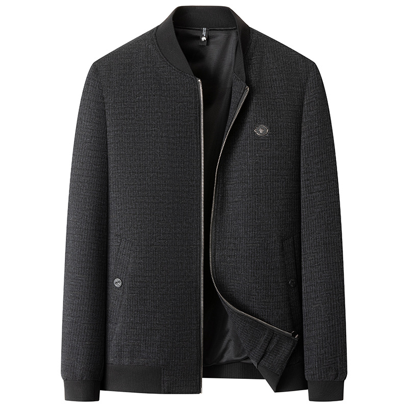 2024年秋季新款男夹克衫加肥加大码男时尚休闲棒球领格子印花外套