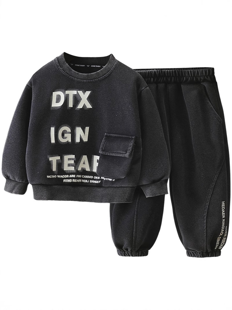 7675 traje de primavera para niños 2025 nuevo estilo estilo occidental ropa de celebridades de Internet para niños estilo primavera y otoño suéter coreano de dos piezas