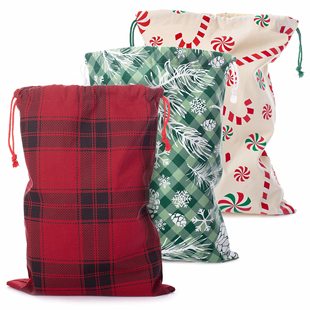 Foreign Trade Hot-selling Christmas Flap Pocket Pants Plaid Cloth Rope Bag Large Capacity Can Hold Candy Gift Custom Pattern