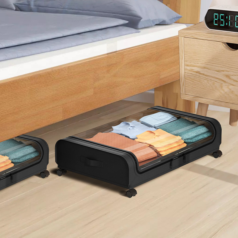 Amazon tela cama inferior ropa de almacenamiento coche de gran capacidad a prueba de polvo no tejido ropa de tela organizando almacenamiento rack de almacenamiento