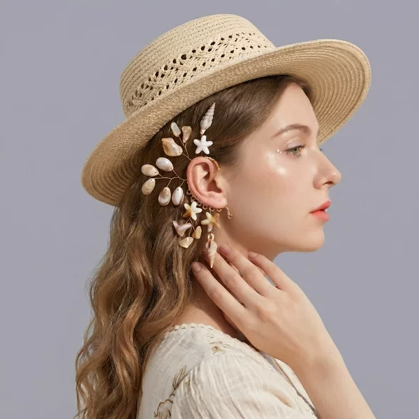 New cross-border ocean-style vacation starfish earrings with a unique design, versatile niche earrings, simulated shell and conch accessories
