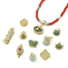 合金仿玉玻璃吊坠花生祥云蝴蝶手工diy制作手链项链饰品配件材料