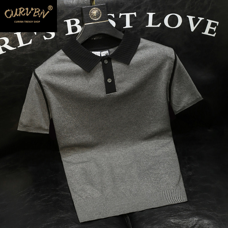 Polo camiseta de punto camiseta de manga corta camiseta de hombre paul línea tridimensional viejo qianfeng verano fábrica transfronteriza al por mayor