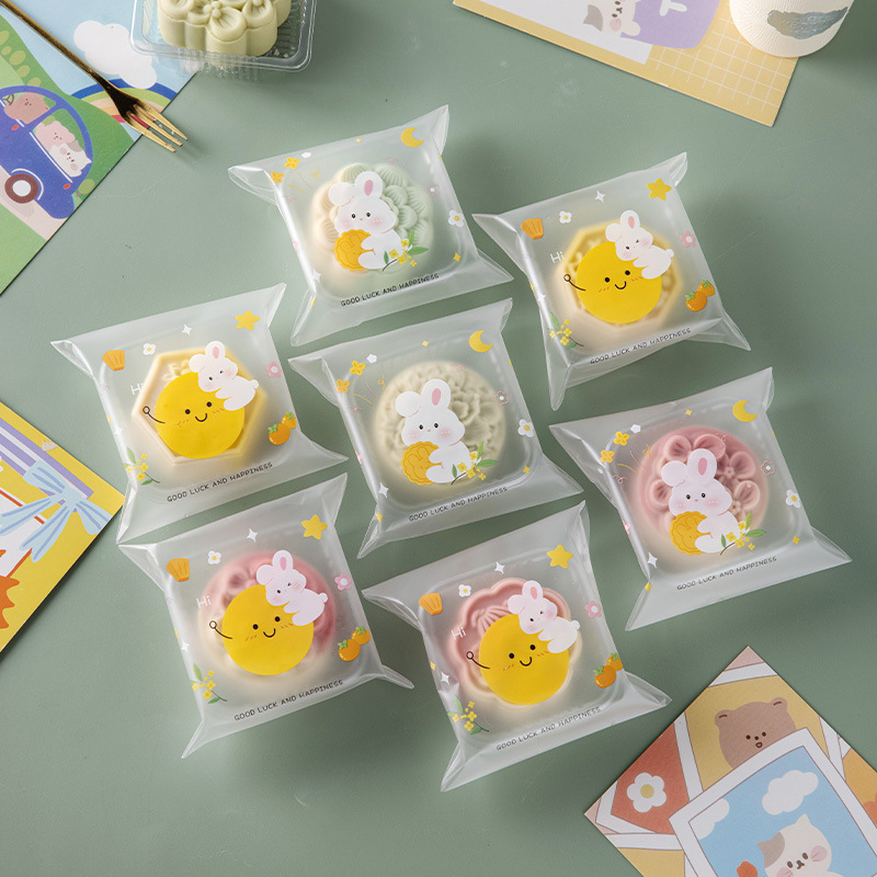 月餅包装袋 2025 新しい漫画機械密封月餅袋 50-100 グラムセルフシール自己粘着袋ボックス底なし|undefined