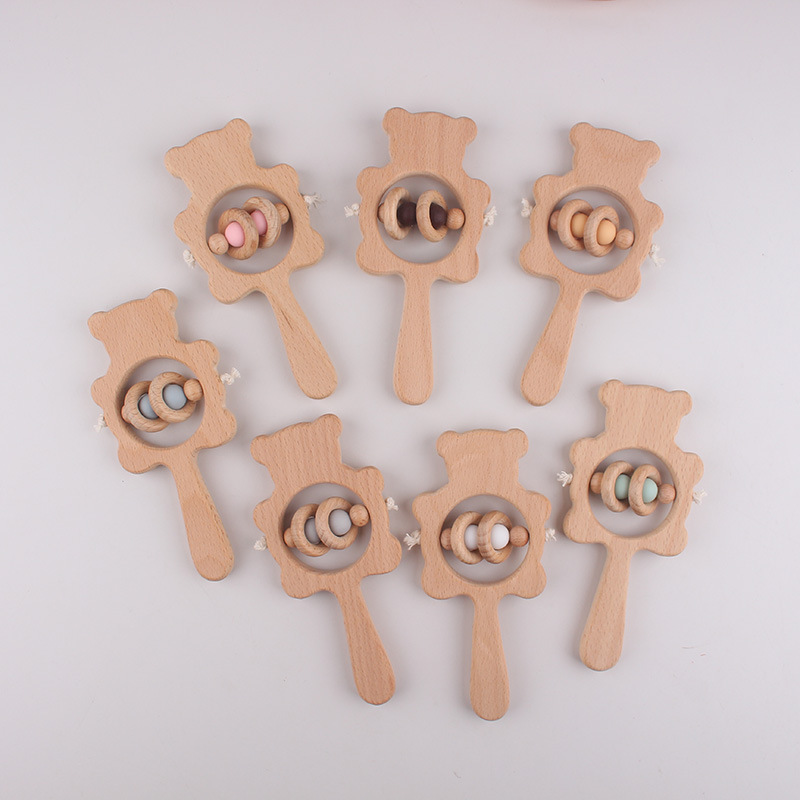 Juguetes de madera de haya para niños osos de hayales de madera artesanía ornamentación fábrica de juguetes decorativos