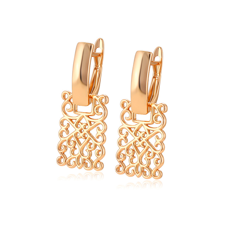Xuping Jewelry Amazon Joyas transfronterizas Pendientes cuadrados cuadrados geométricos dorados de 18 quilates Pendientes de alta calidad mujeres