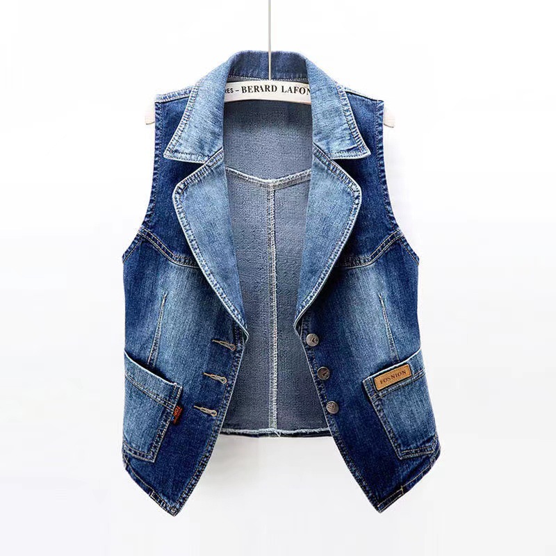 Foreign Trade Export Korean-style All-match Slim-fit Sleeveless Denim Vest Women's Short Vest Vest Jacket Small Waistcoat