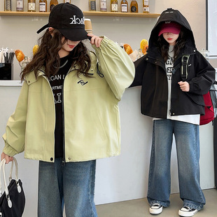 Girls' Autumn Jacket Coat 2024 New Western Style Girls' Spring and Autumn Casual Coat Children's Outdoor Top