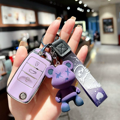 Nuoyun Corn, Cs15, Eado Dt – Car key bag - changan-folding-lavender-purple-single-shell-purple-violent-bear