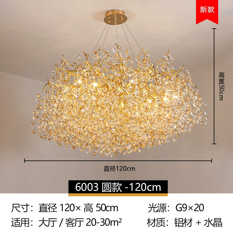 Хрустальная потолочная лампа для гостиной, стиль light luxury, французский стиль