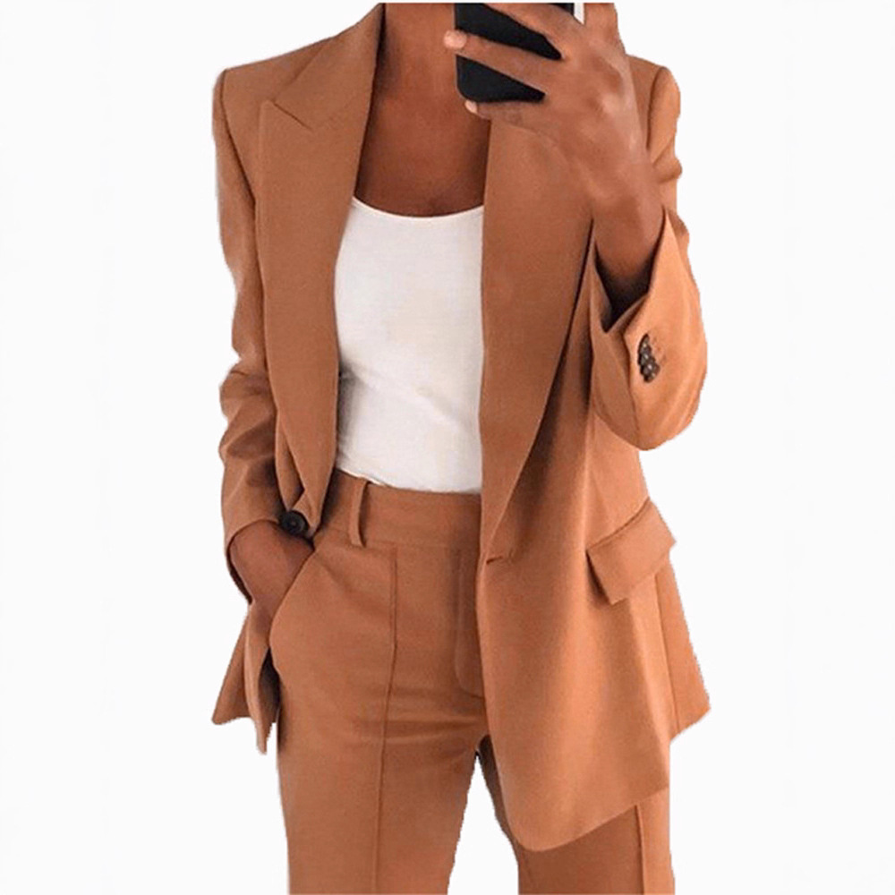 Conjunto de traje de mujer elegante con cárdigan ajustado de solapa, estilo europeo y americano, para otoño/invierno 2024._voghion.com