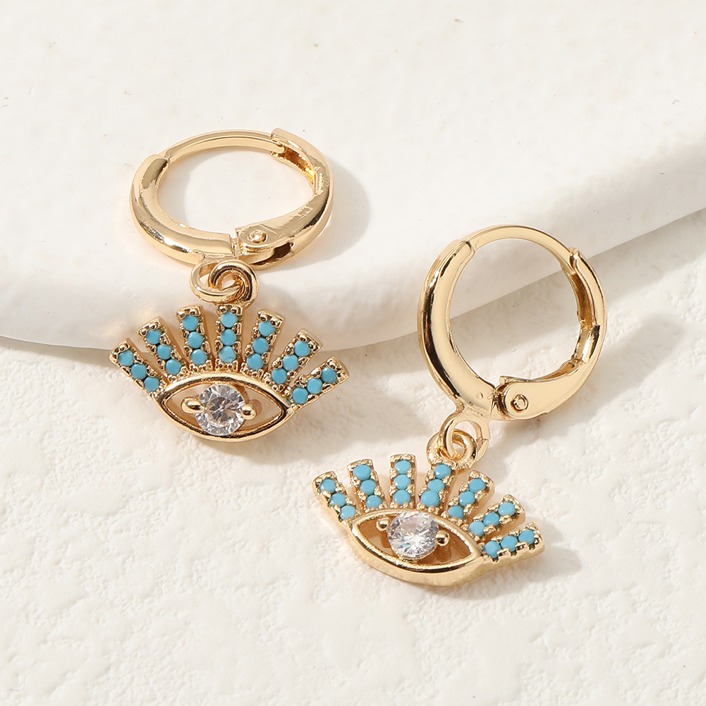 4g Weight Zircon Inlay Material Drop Earrings Classification Daily Occasion Copper Material Devil'S Eye, Moon, Fish Bone Pattern Women'S Gender Inlay Design Fashion Style Fashion Devil's Eye Moon Fish Bone Copper Drop Earrings Inlay Zircon Copper Earrings 7