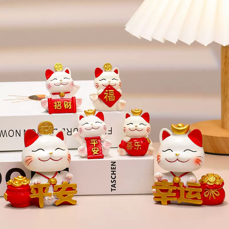 招财猫树脂工艺品可爱公仔创意手办办公文化可爱手工摆件2025新款