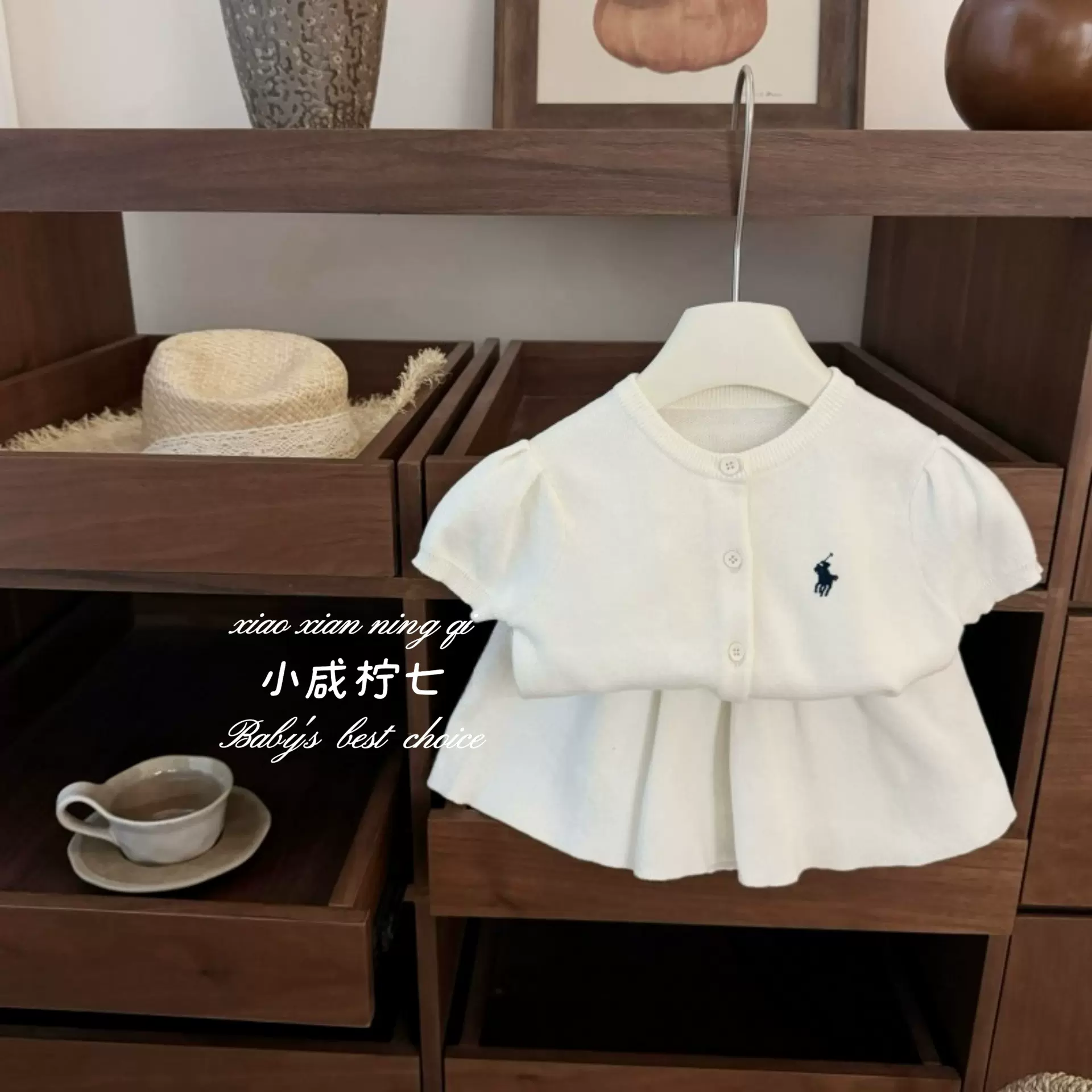 【小咸柠七】老钱风！女宝宝拉夫学院风小马刺绣短袖针织短裙套装