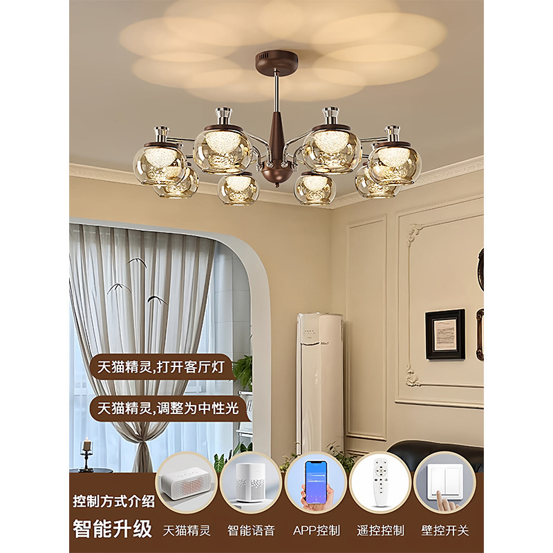 柿子中古客厅吊灯主灯5新法式水晶高级感新中式复古全屋灯具|undefined