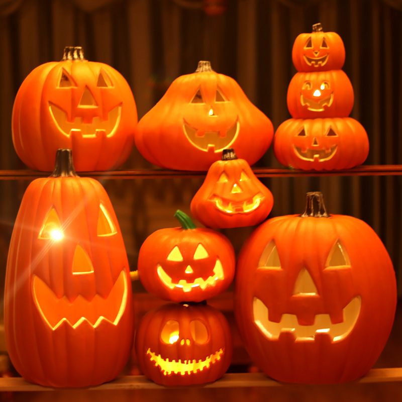 新しいハロウィーンのカボチャランタンショッピングモールの庭の店のシーンの装飾装飾品発光大きなカボチャ|undefined