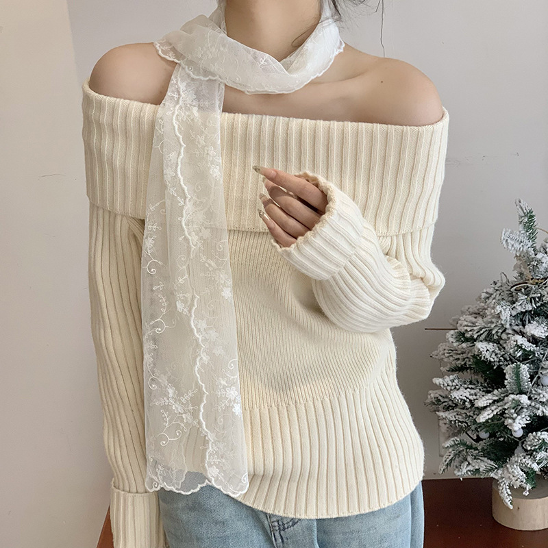 Bufandas de encaje nuevo estilo coreano arco grande pequeño fresco alto sentido bufandas bufandas bufandas de seda al por mayor