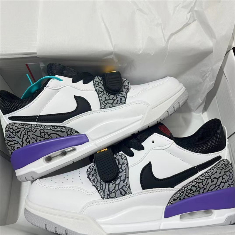 Aj312 White, Black, and Purple New Lakers Shoes for Men, Melard Low-Top Original Trendy Sports Basketball Shoes, Running Shoes