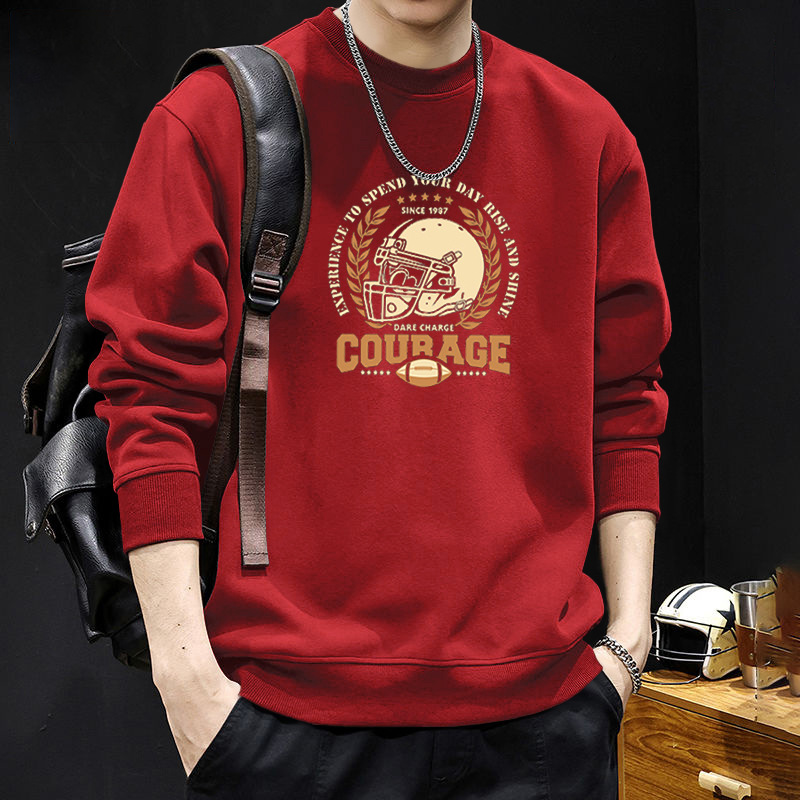 Suéter pesado para hombres primavera y otoño cuello redondo chaqueta de otoño nuevo chaqueta de hombre adolescente estadounidense