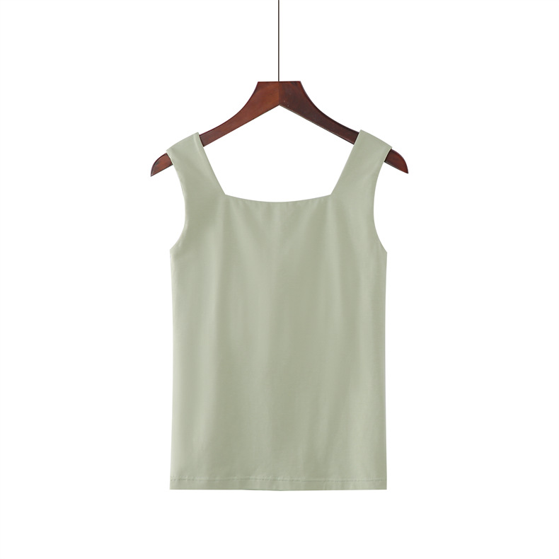 175g Weight Cotton, Spandex, Modal Fabric Type Long Top Length Vest Tops Type Vest Bra Style Holiday, Daily Occasion Square Neck Neckline Slim Fit Type Solid Color Pattern Summer, Spring Season Women's Gender Casual Style Wholesale Women's Casual Solid Color Tank Tops 16