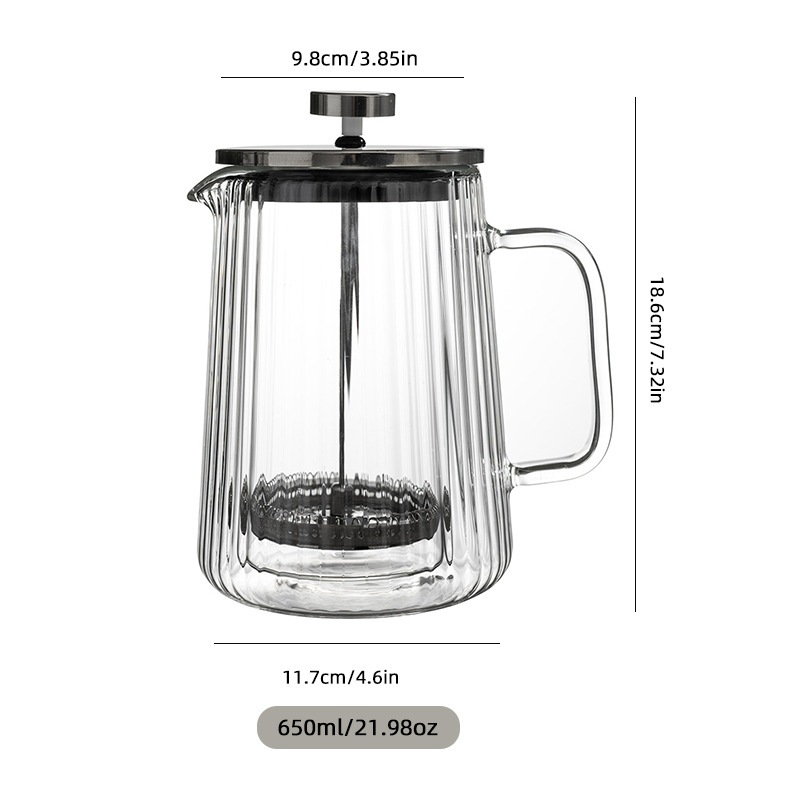Cafetera de café transfronteriza de alta borosilicina de vidrio de filtración de presión doméstica de doble capa resistente al calor de burbujas de leche fría fría fría fría