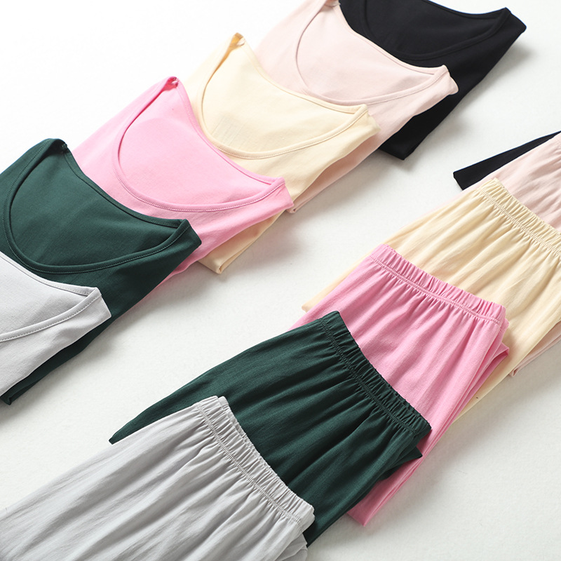 Yoyue seda de algodón traje térmico de seda ropa interior de mujer Mulberry seda algodón color sólido de doble cara de punto ropa de Otoño de Mujer Pantalones largos