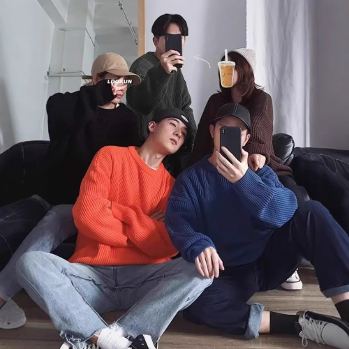 Fashion Striped Color Block Crew Neck Sweater for Men - Autumn/Winter Casual Matchable Knit Top Trendy